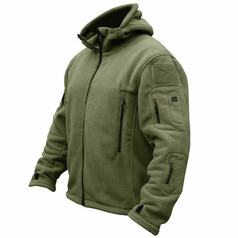Unisex Fleece Jacket Adjustable Hood with Pockets