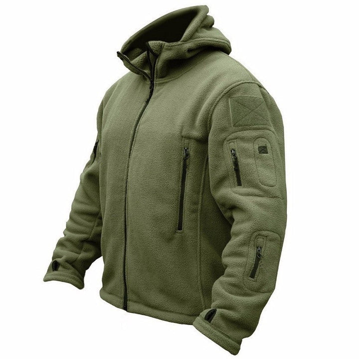 Unisex Fleece Jacket Adjustable Hood with Pockets