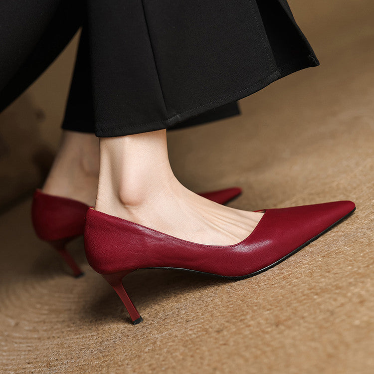 Womens Heels Genuine Leather Classic Fit