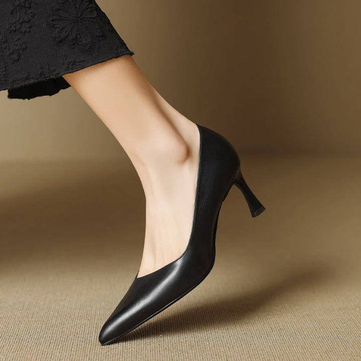 Womens Genuine Leather Heels Classic Fit