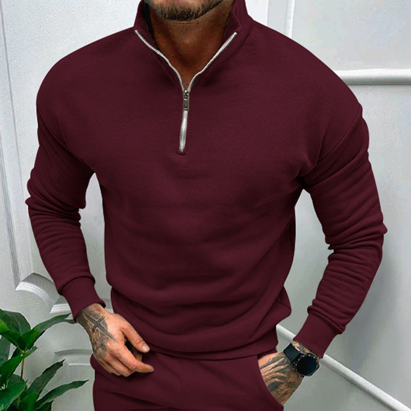 Unisex Zip-Up Sweatshirt with Stand-Up Collar