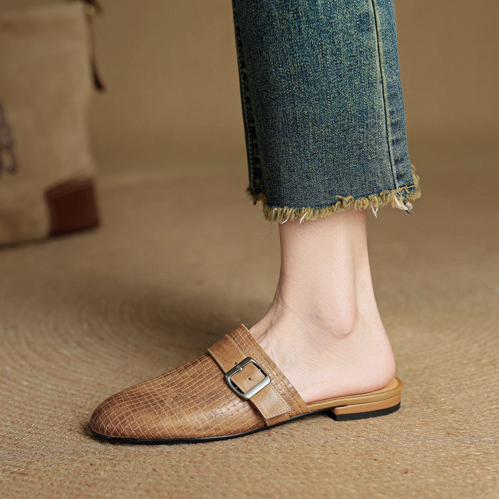 Womens Leather Mules Genuine Leather Slip-On