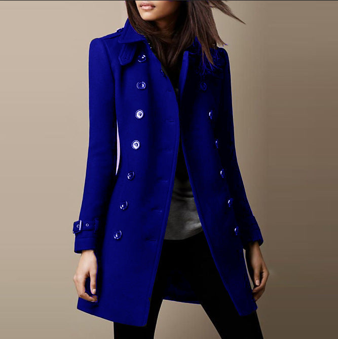 Womens Long Tweed Jacket with Buttons Classic Fit