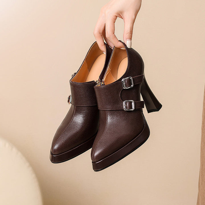 Womens Genuine Leather Heels Classic Fit