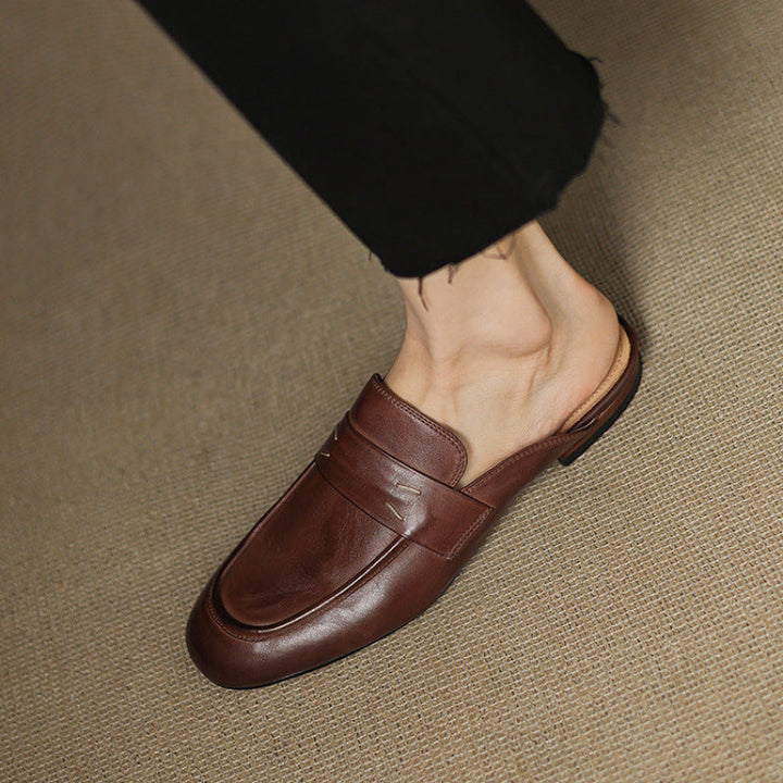 Womens Genuine Leather Mules Slip-On Comfortable