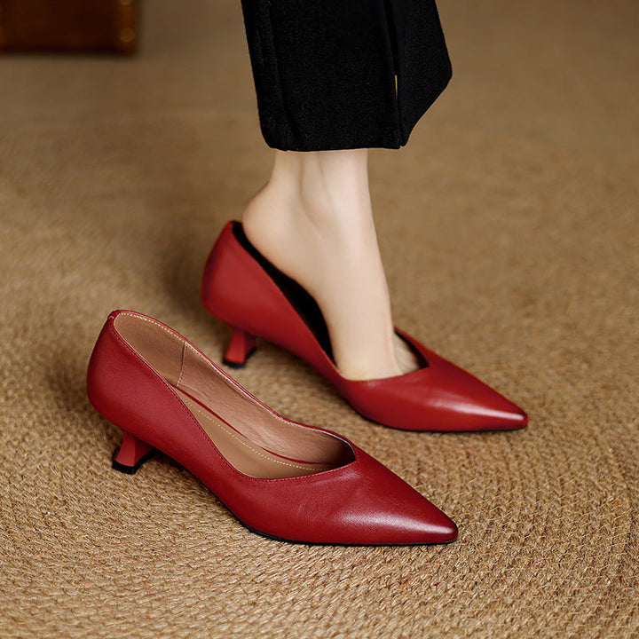 Womens Genuine Leather Heels Classic Fit - BritishMode