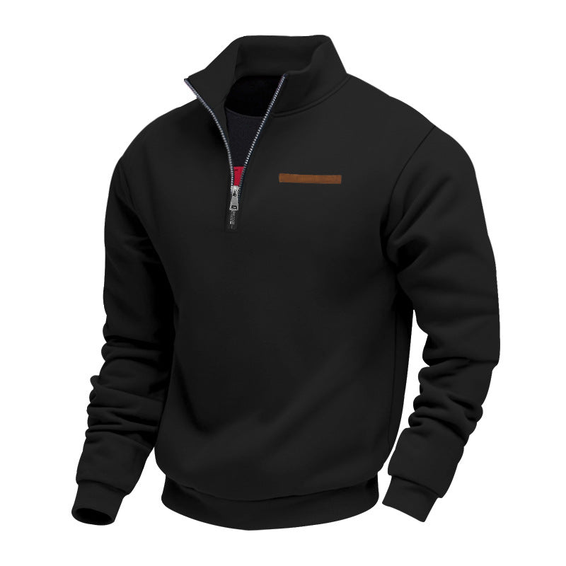 Mens Quarter Zip Pullover High Collar Slim Fit