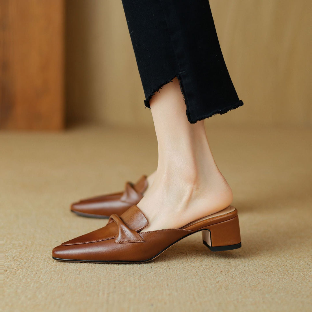 Womens Leather Mules Genuine Leather Slip-On - BritishMode