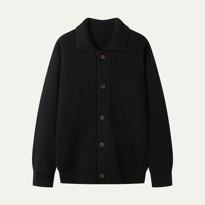 Mens Knit Cardigan Textured Stripe Button Front