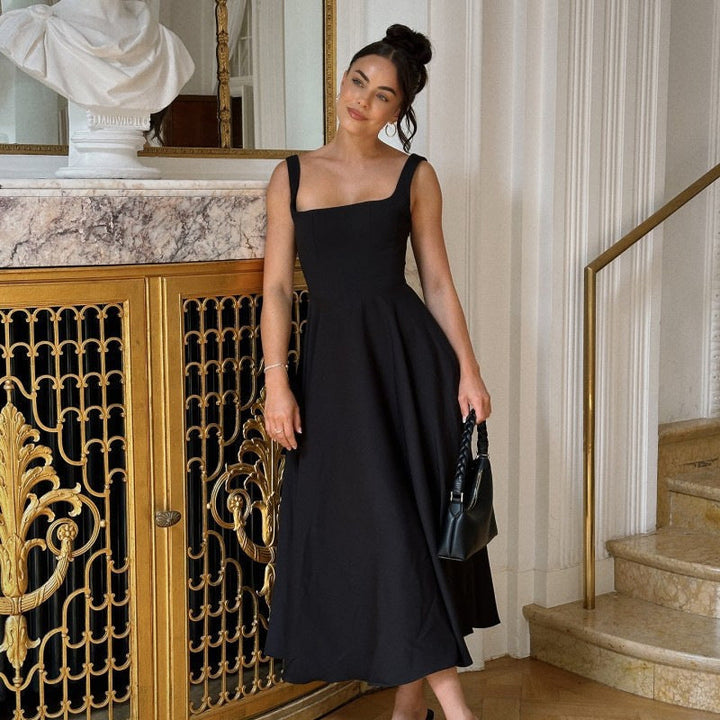 Womens Maxi Dress V-Neck Halter Slim Fit Backless Style