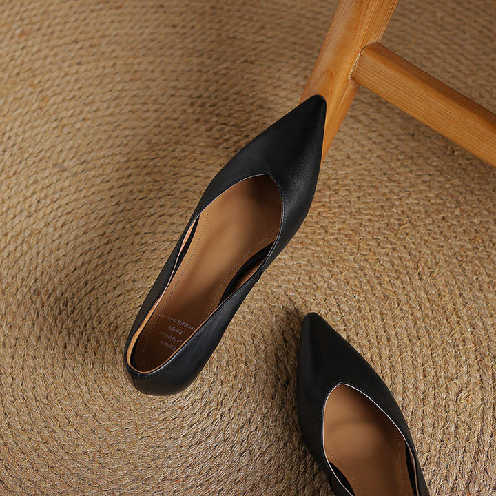Womens Genuine Leather Heels Classic Fit