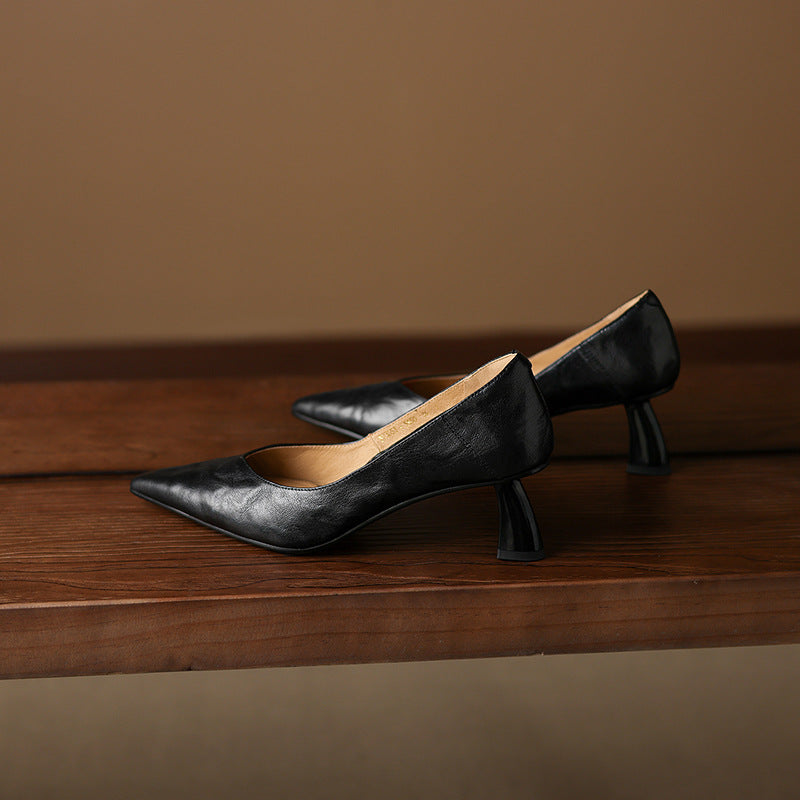 Womens Genuine Leather Heels Classic Fit