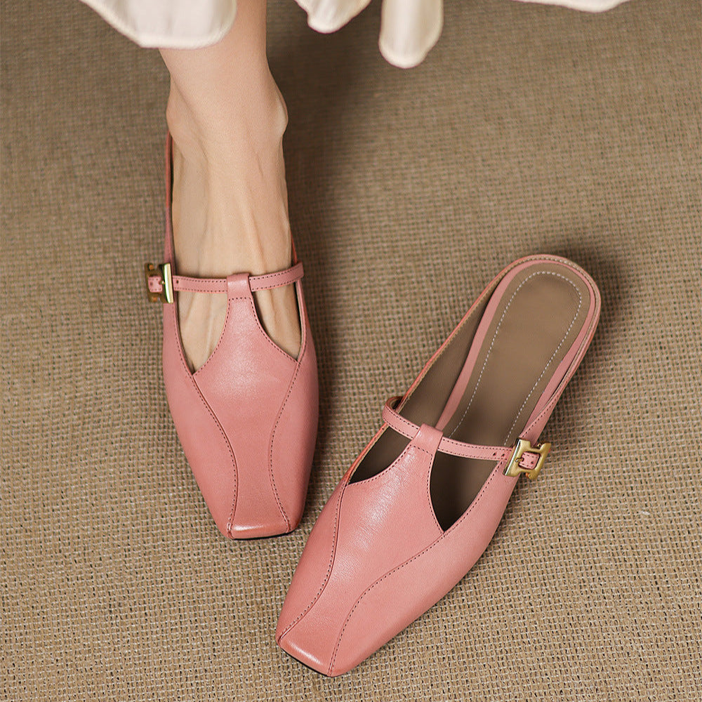 Womens Leather Mules Genuine Leather Slip-On