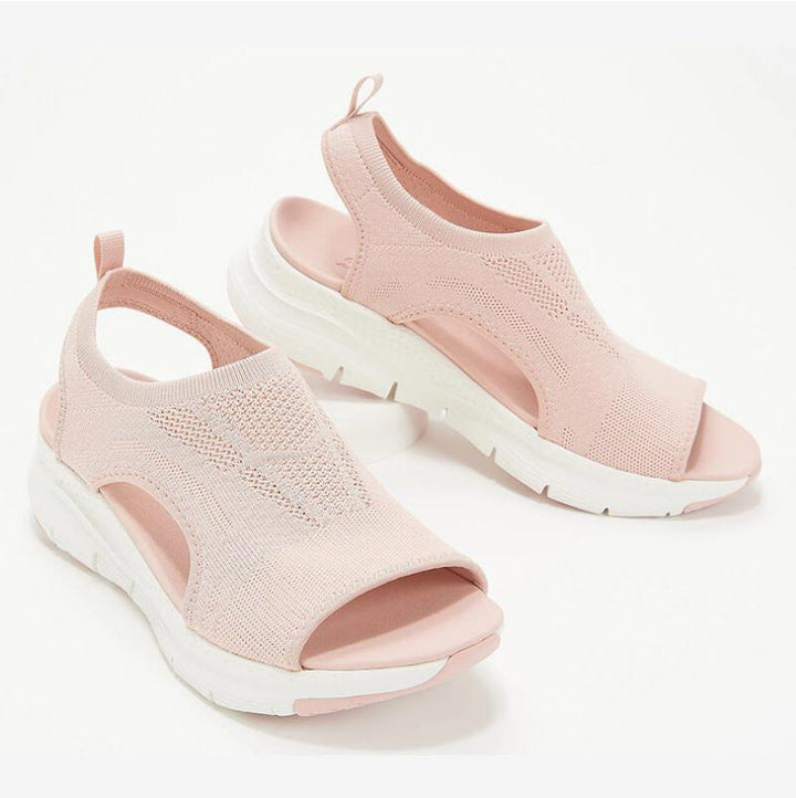 Womens Wedge Sandals Knit Upper Slip-On Open Toe