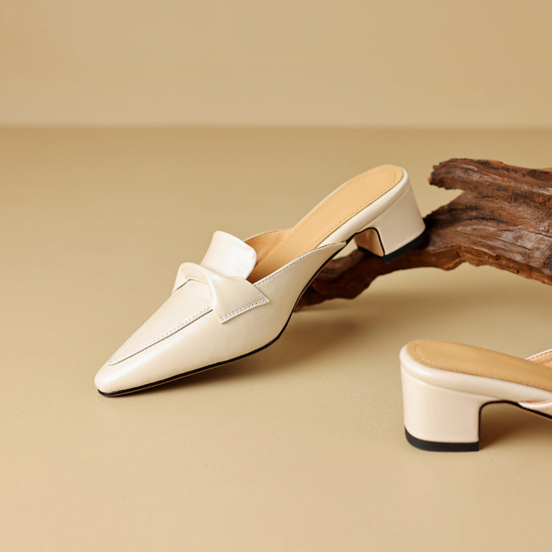 Womens Leather Mules Genuine Leather Slip-On