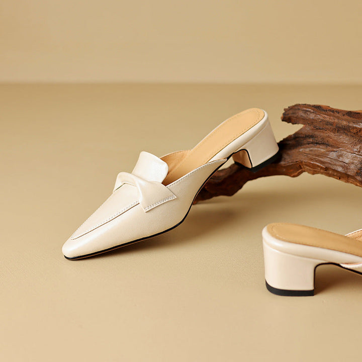 Womens Leather Mules Genuine Leather Slip-On