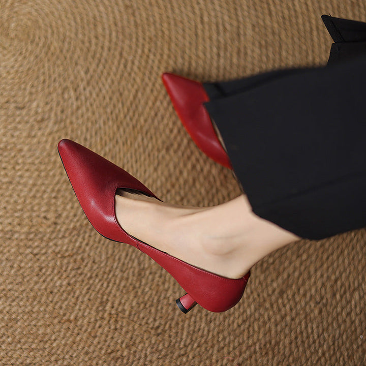 Womens Genuine Leather Heels Classic Fit