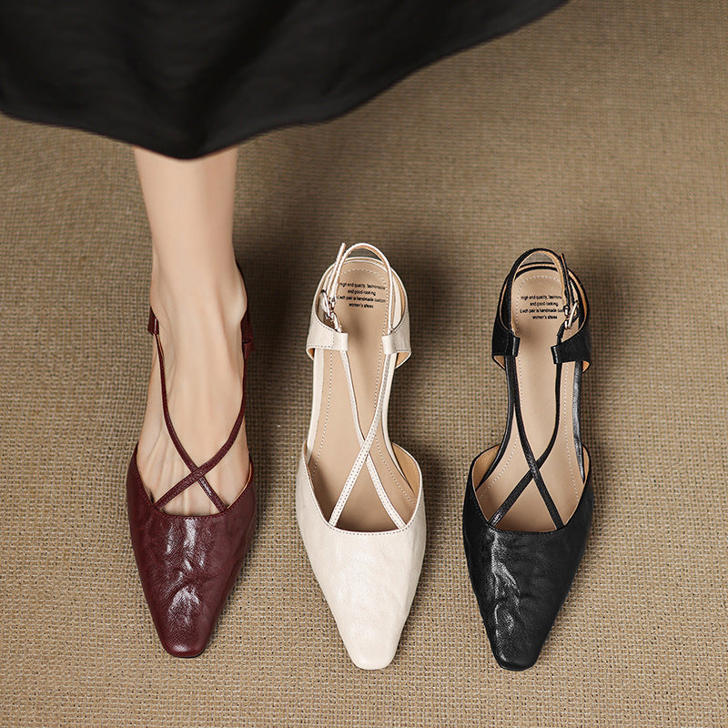 Womens Genuine Leather Heels Classic Fit