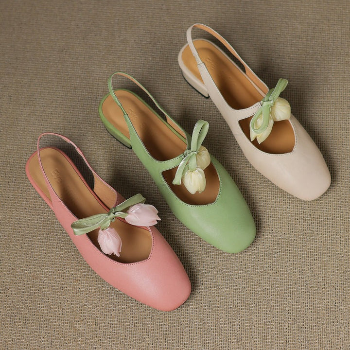 Womens Slingback Shoes Genuine Leather Classic Fit