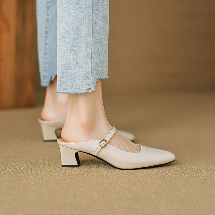Womens Leather Mules Genuine Leather Slip-On