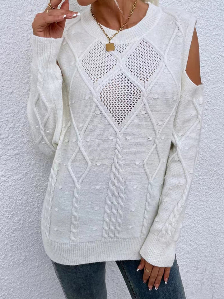 Womens Oversized Cable Knit Sweater Soft Fit