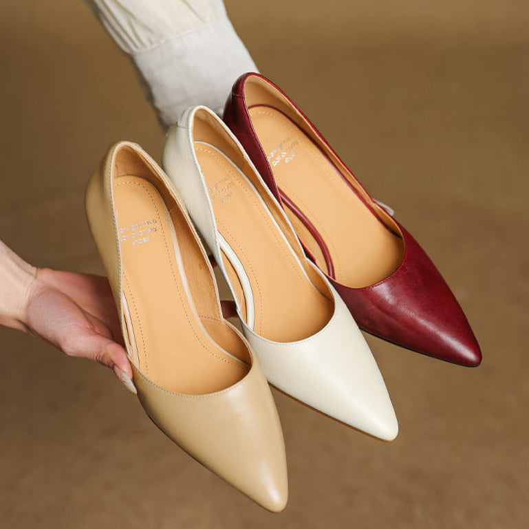 Womens Genuine Leather Heels Classic Fit