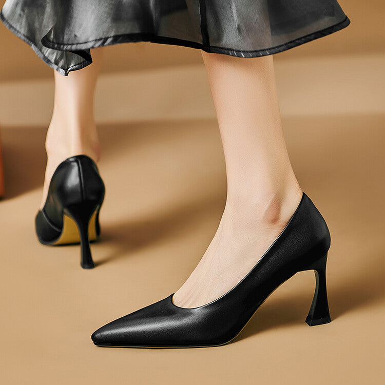 Womens Genuine Leather Heels Classic Fit