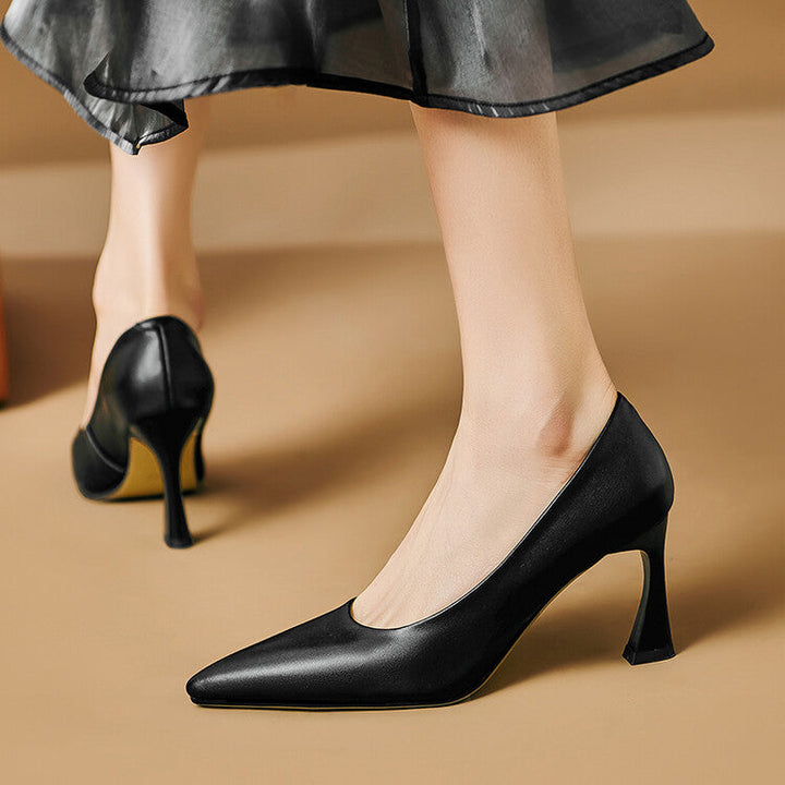 Womens Genuine Leather Heels Classic Fit