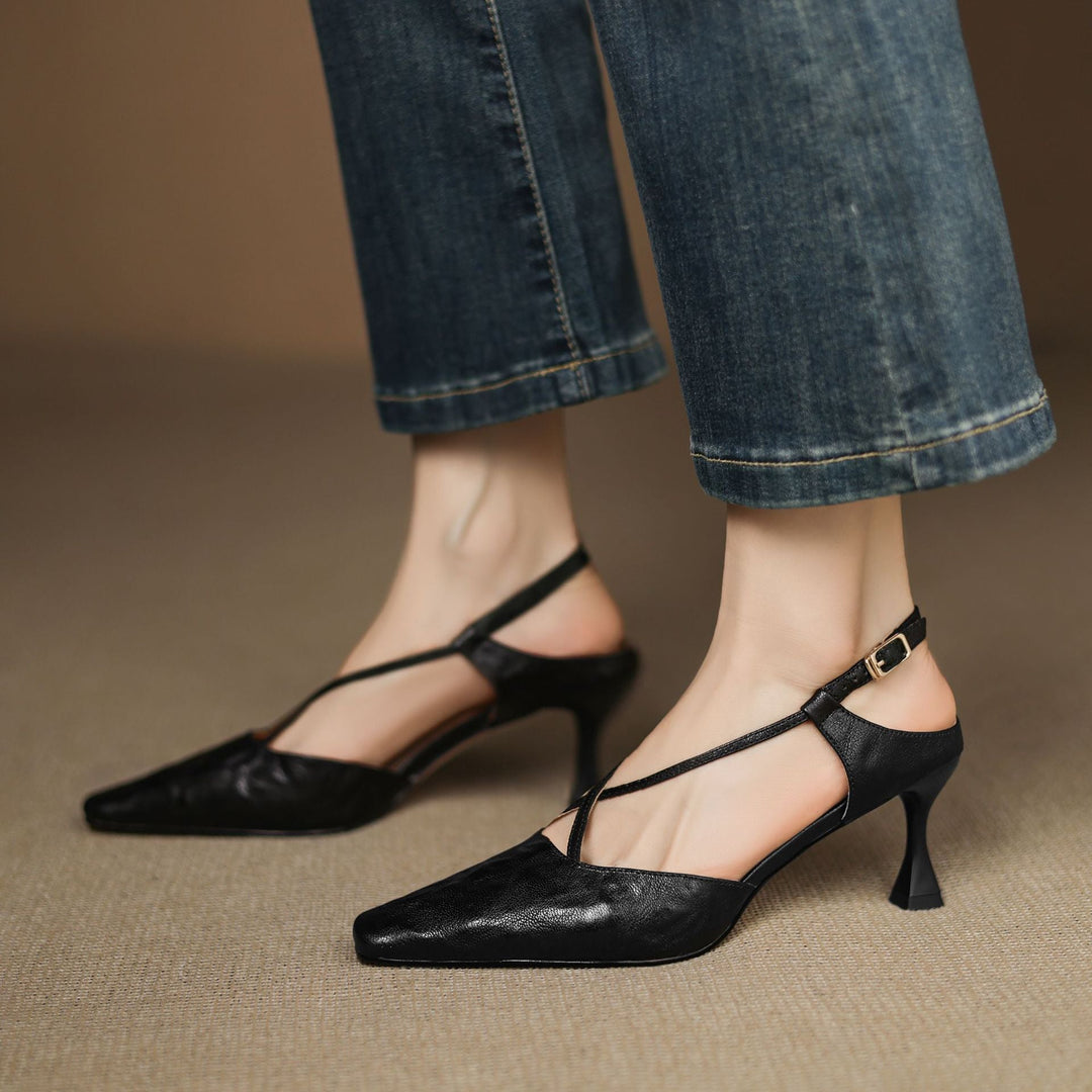 Womens Genuine Leather Heels Classic Fit