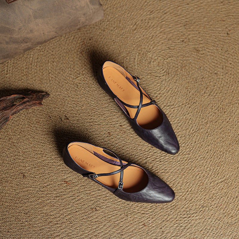 Womens Leather Flats Genuine Material
