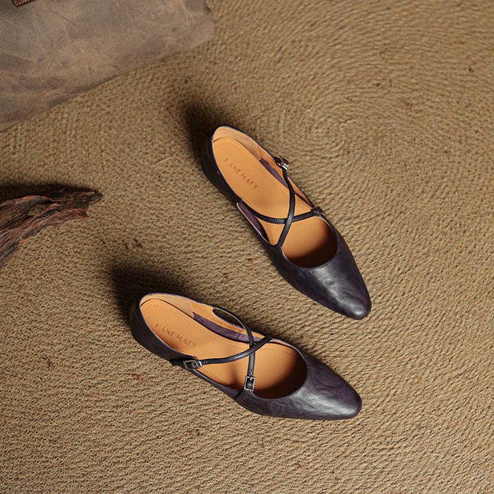 Womens Leather Flats Genuine Material