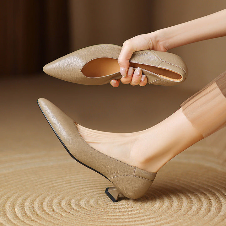 Womens Genuine Leather Heels Classic Fit - BritishMode
