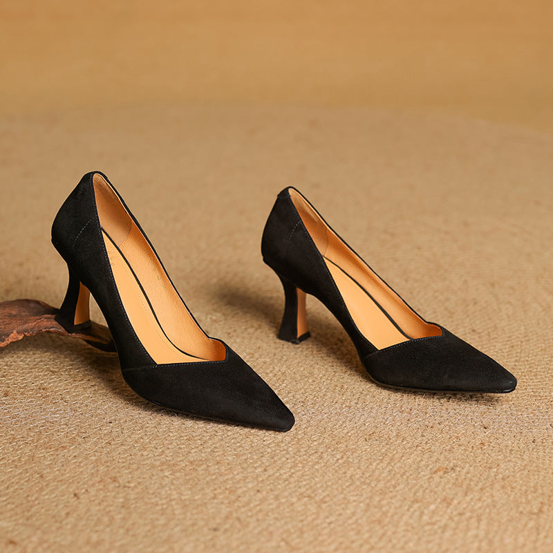 Womens Genuine Leather Heels Classic Fit