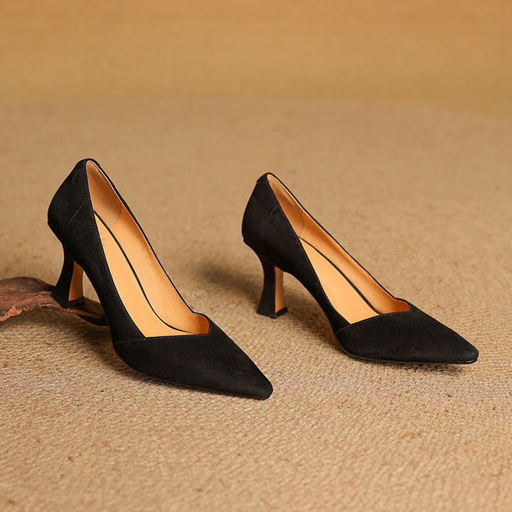 Womens Genuine Leather Heels Classic Fit