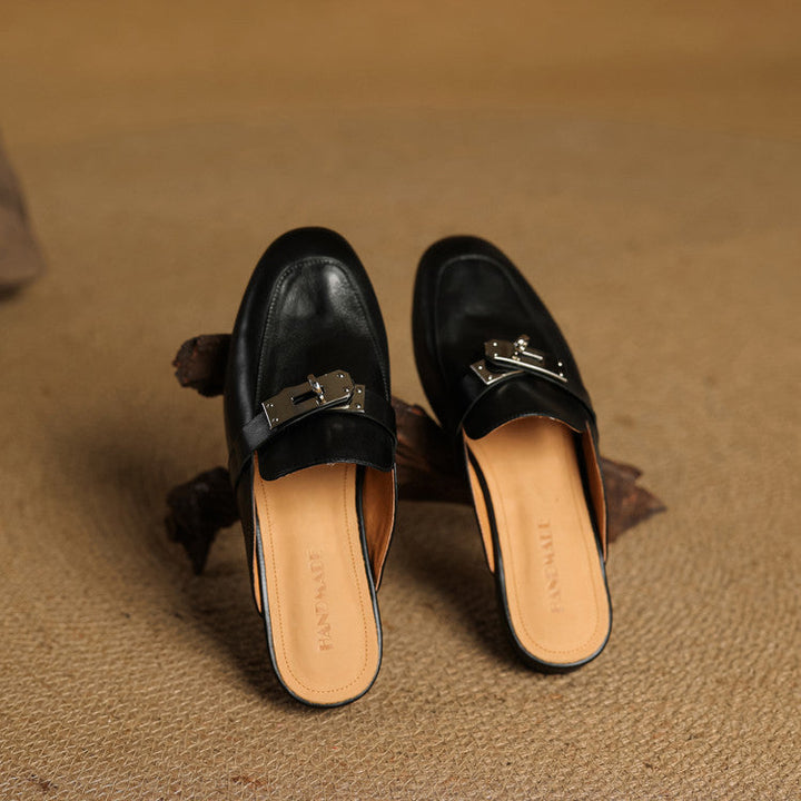 Womens Leather Mules Genuine Leather Slip-On