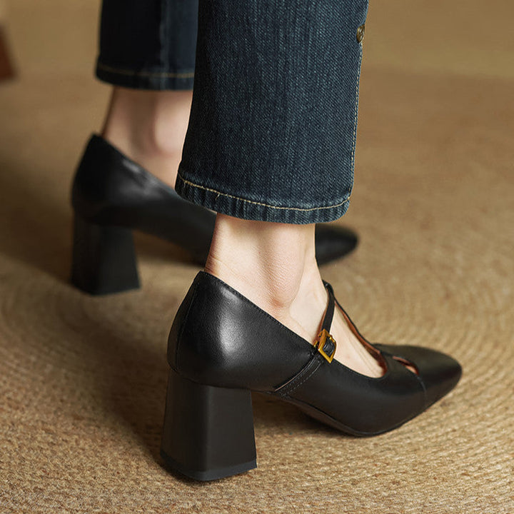 Womens Genuine Leather Heels Classic Fit