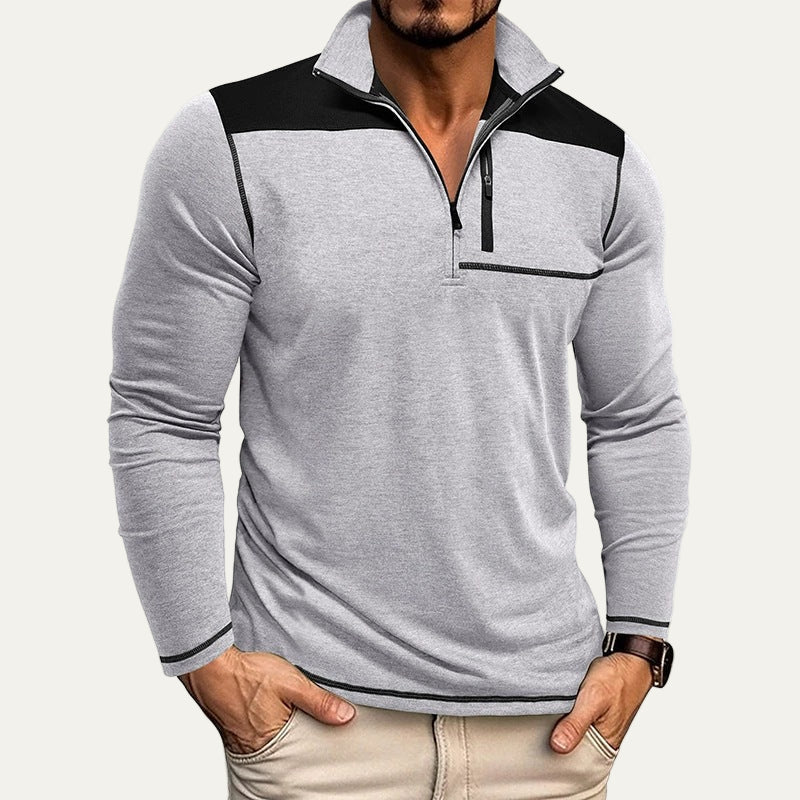 Mens Pullover Zip Stand Collar Slim Fit