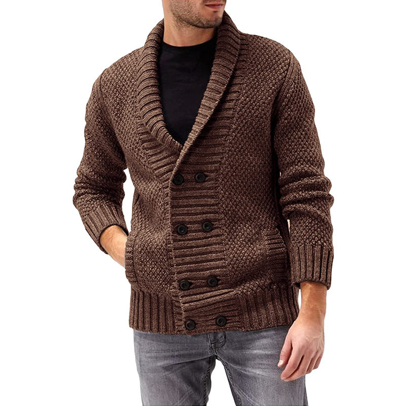 Mens Structured Cardigan Double Button Placket