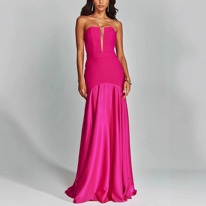 Womens Strapless Evening Dress Slim Fit