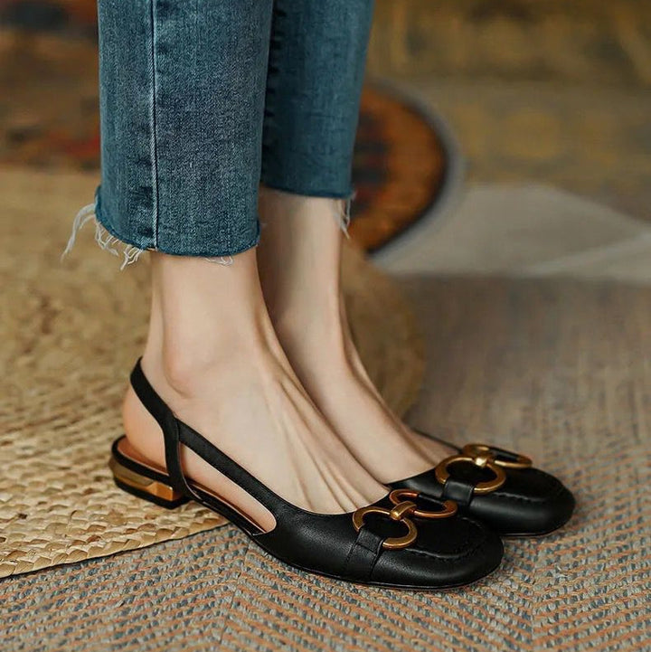 Womens Slingback Shoes Leather Strap Elegant Fit