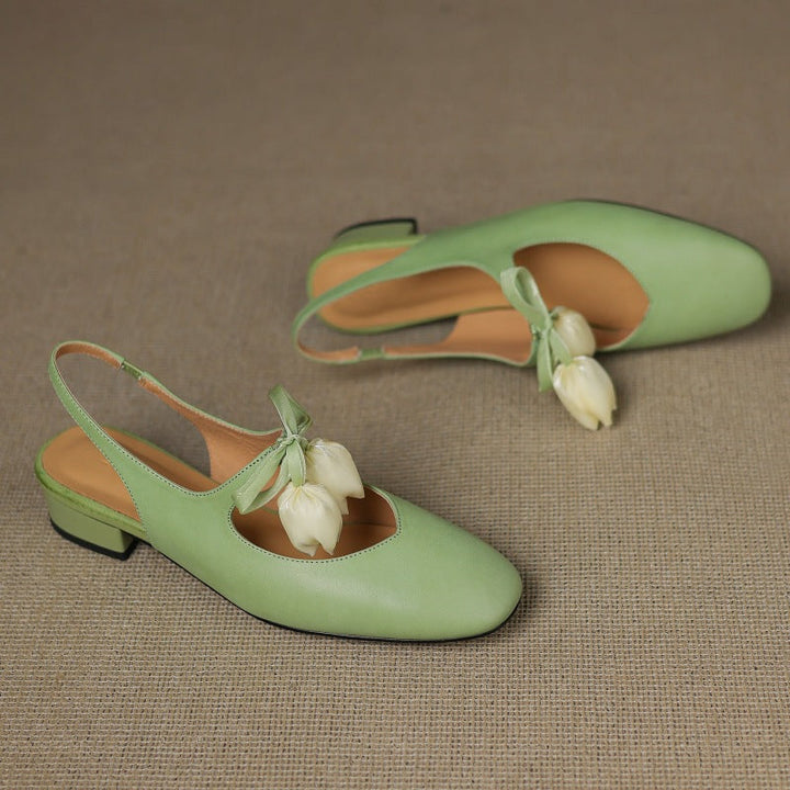 Womens Slingback Shoes Genuine Leather Classic Fit