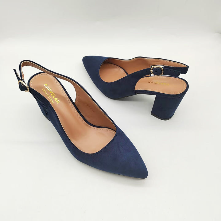 Womens Heeled Shoes Leather Pointed Toe