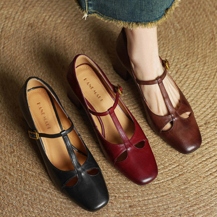 Womens Genuine Leather Heels Classic Fit