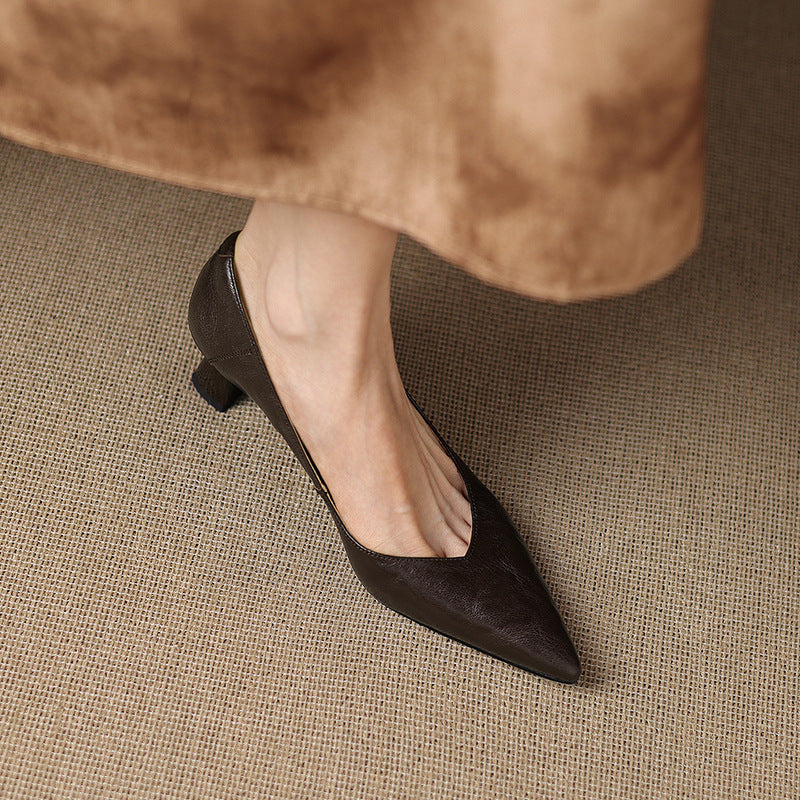 Womens Genuine Leather Heels Classic Fit