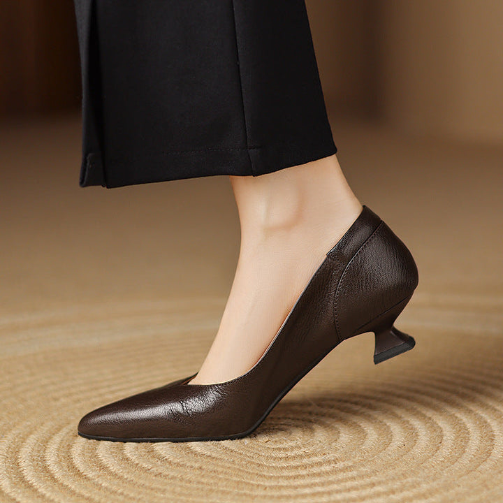 Womens Genuine Leather Heels Classic Fit