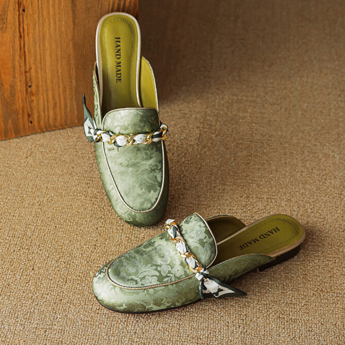 Womens Genuine Leather Mules Slip-On Style