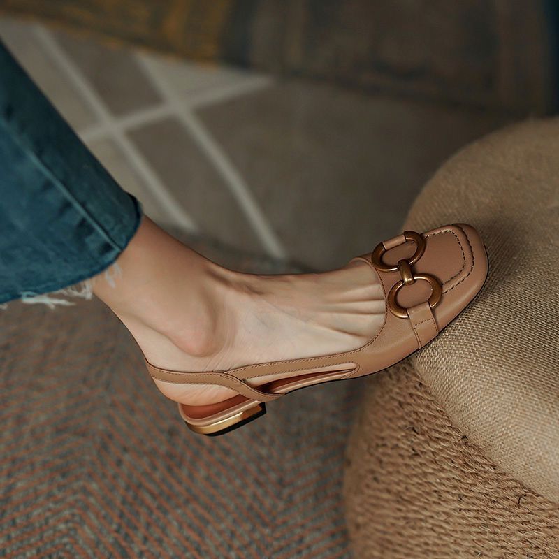 Womens Slingback Shoes Leather Strap Elegant Fit