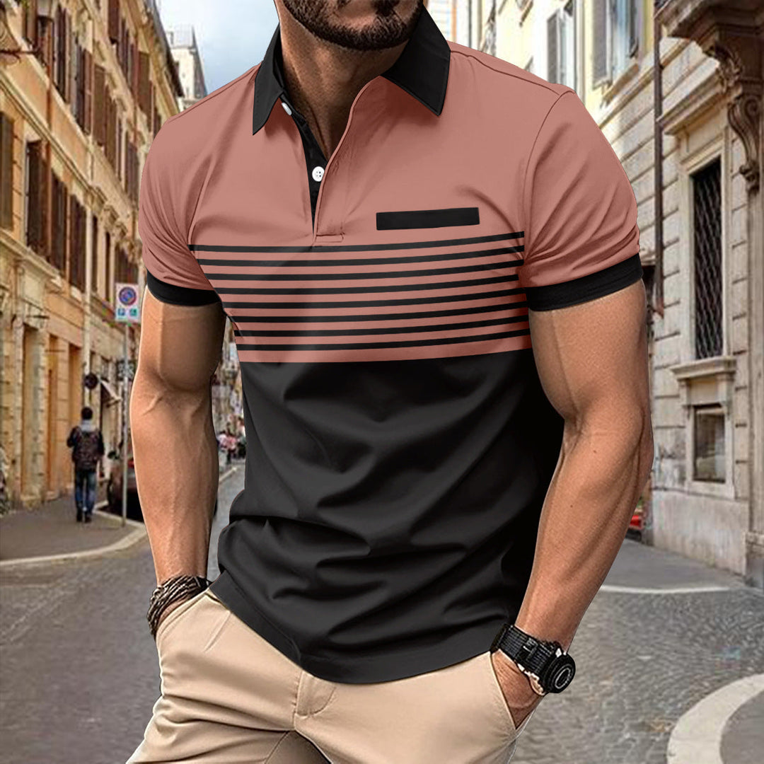 Mens Golf T-Shirt Cotton Mason Stripe Print - BritishMode