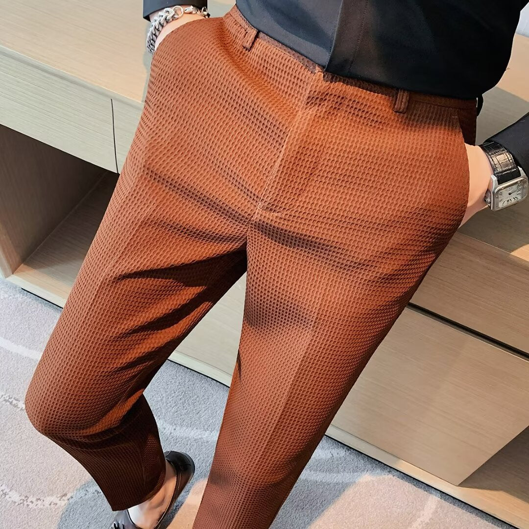 Mens Slim Fit Textured Trousers