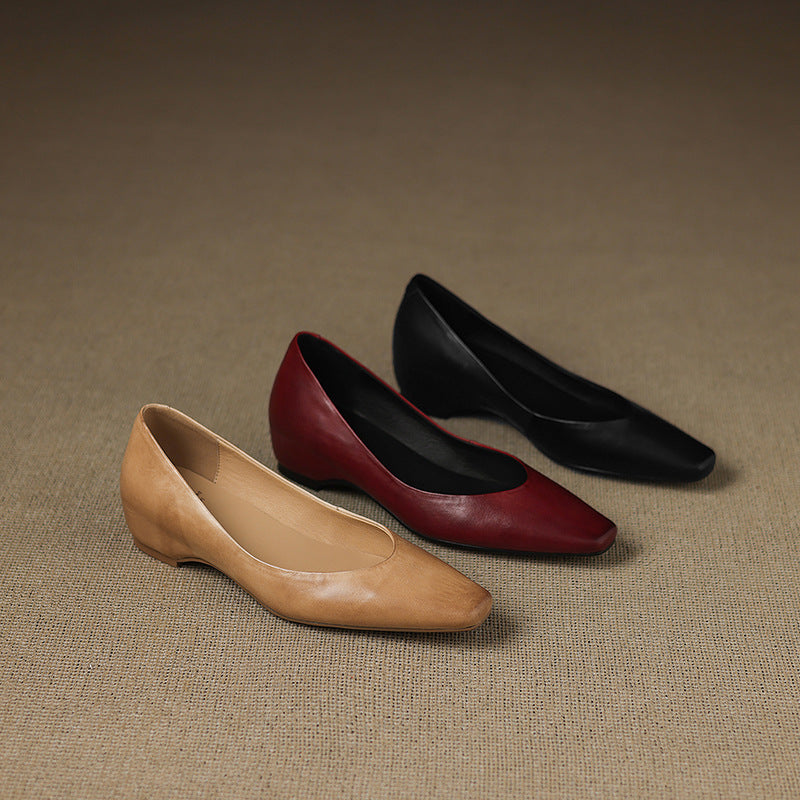 Womens Genuine Leather Flats Slip-On Style
